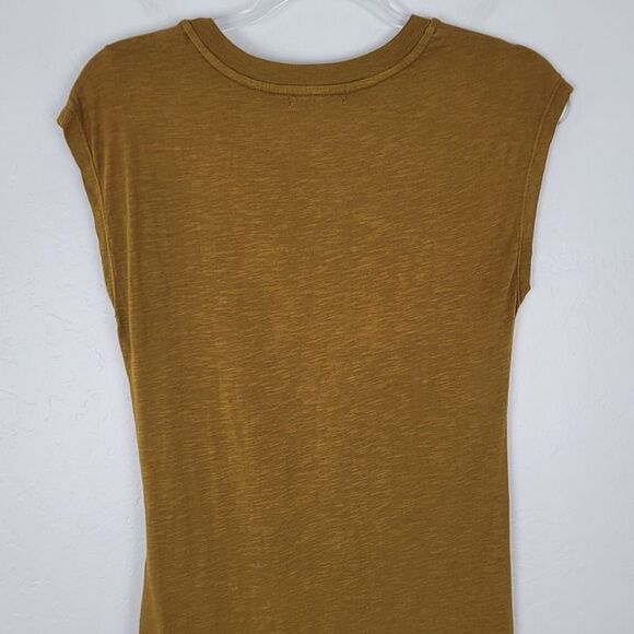 Sundry Size S Side Tie Jersey Dress Short Cap Sleeve Stretch Green Yellow - Picture 6 of 12